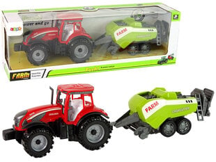 Красный сельскохозяйственный трактор с зеленым высевающим аппаратом с фрикционным приводом цена и информация | Игрушки для мальчиков | pigu.lt