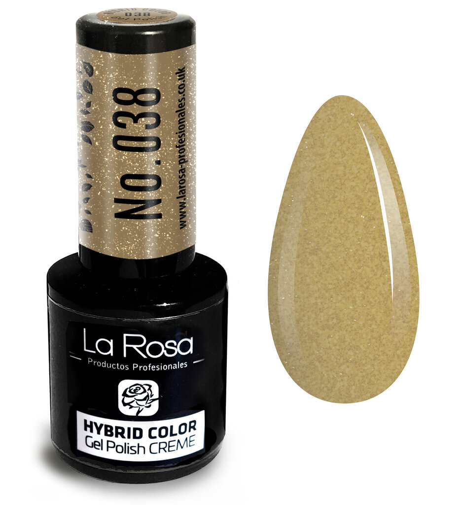 Hibridinis nagų lakas La Rosa 038 Gold, 9 ml kaina ir informacija | Nagų lakai, stiprintojai | pigu.lt