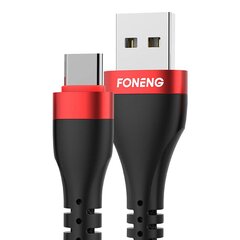 Кабель Foneng X82 USB-A — USB-C, 3А, 1 м (черный) цена и информация | Кабели для телефонов | pigu.lt