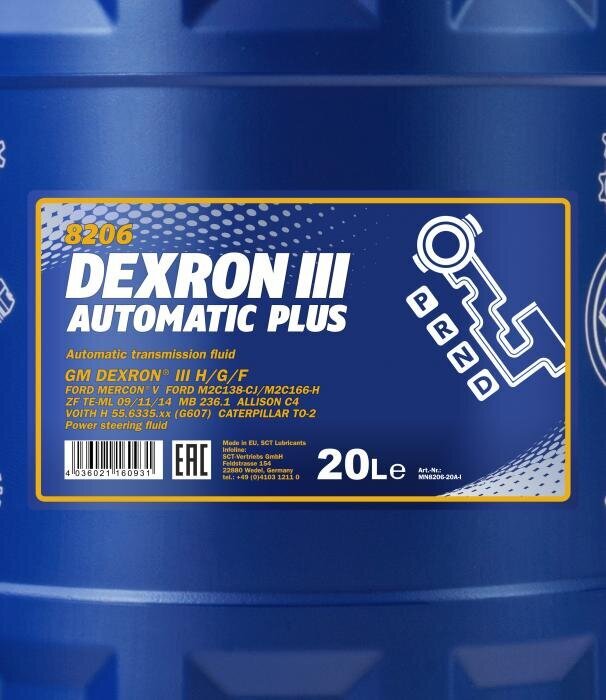 Pavarų dėžės alyva Mannol 8206 Dexron III Automatic Plus, 20 L kaina ir informacija | Kitos alyvos | pigu.lt