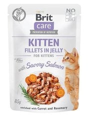 Brit Care Fillets in Gravy для котят с лососем, 24x85 г цена и информация | Консервы для кошек | pigu.lt