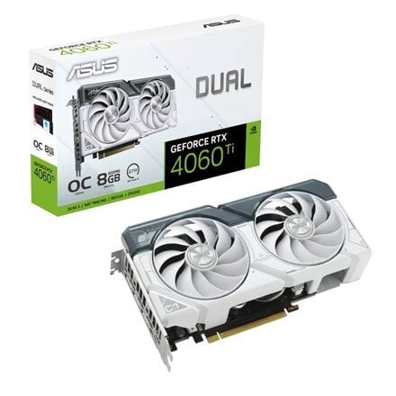 Asus Dual GeForce RTX 4060 Ti White OC Edition цена и информация | Vaizdo plokštės (GPU) | pigu.lt