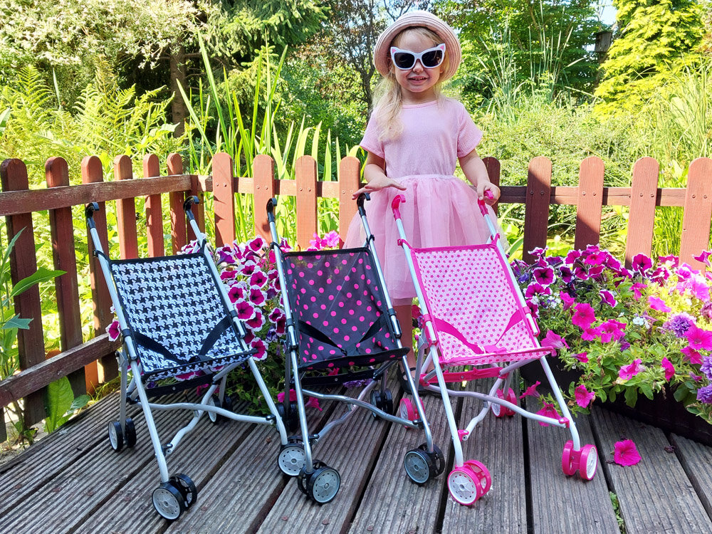 Vežimėlis lėlėms, juodi/balti langeliai kaina ir informacija | Žaislai mergaitėms | pigu.lt