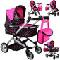 Daugiafunkcinis lėlių vežimėlis 4in1, rožinis kaina ir informacija | Žaislai mergaitėms | pigu.lt