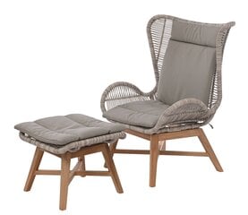 Кресло с подставкой для ног Noa, серый/коричневый цвет цена и информация | Садовые стулья, кресла, пуфы | pigu.lt