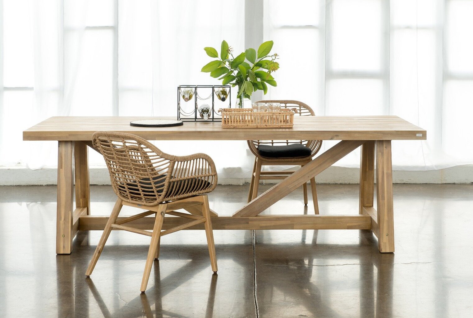 Lauko stalas Breeze 250x100x75 cm, rudas kaina ir informacija | Lauko stalai, staliukai | pigu.lt