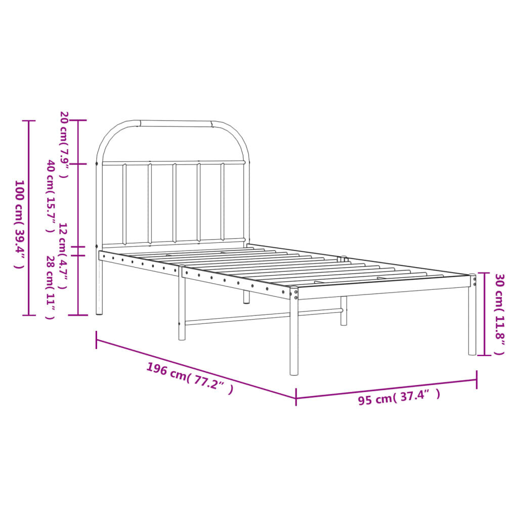 Lovos rėmas vidaXL, 90x190 cm, baltas kaina ir informacija | Lovos | pigu.lt