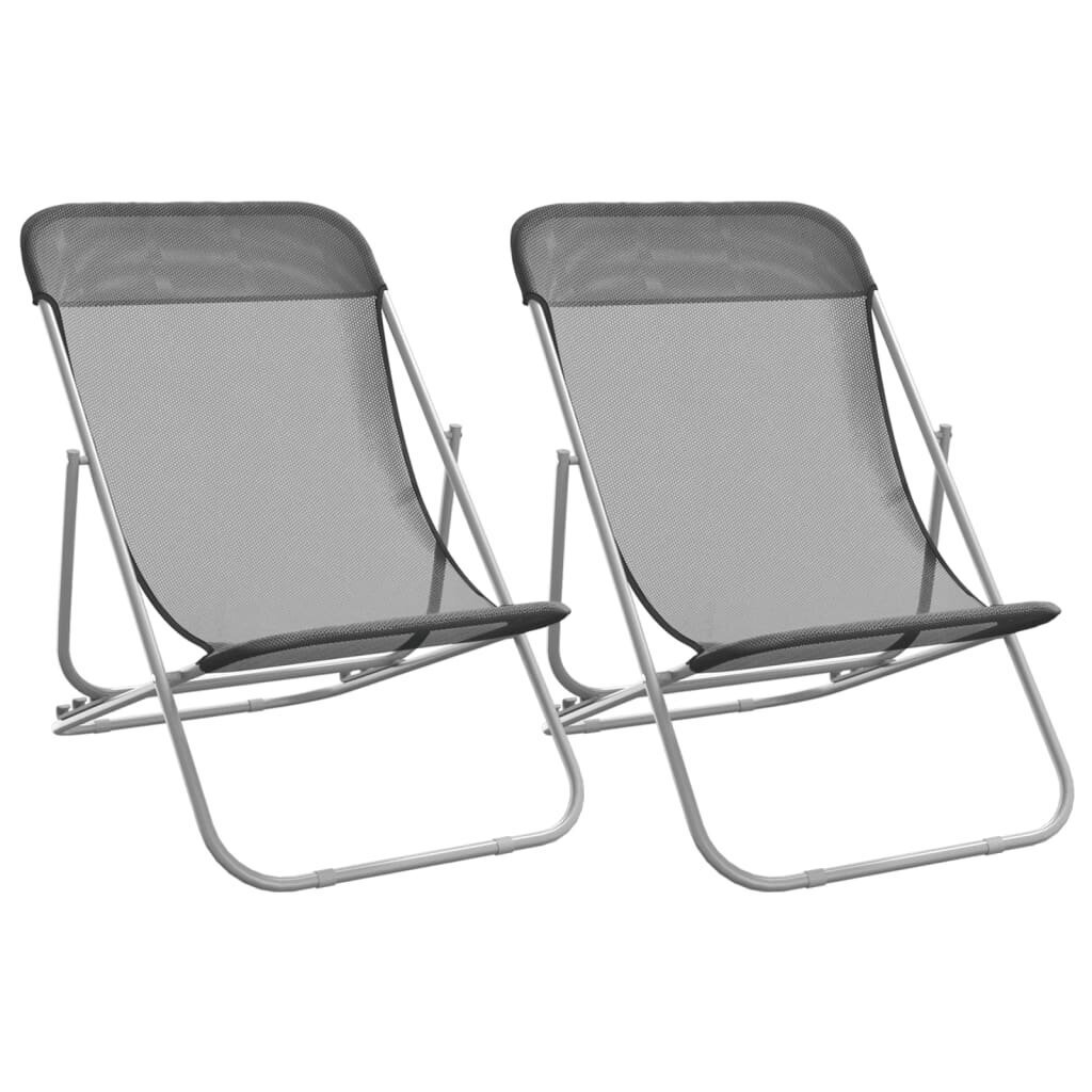 2-jų paplūdimio kėdžių komplektas vidaXL, pilkas kaina ir informacija | Gultai | pigu.lt