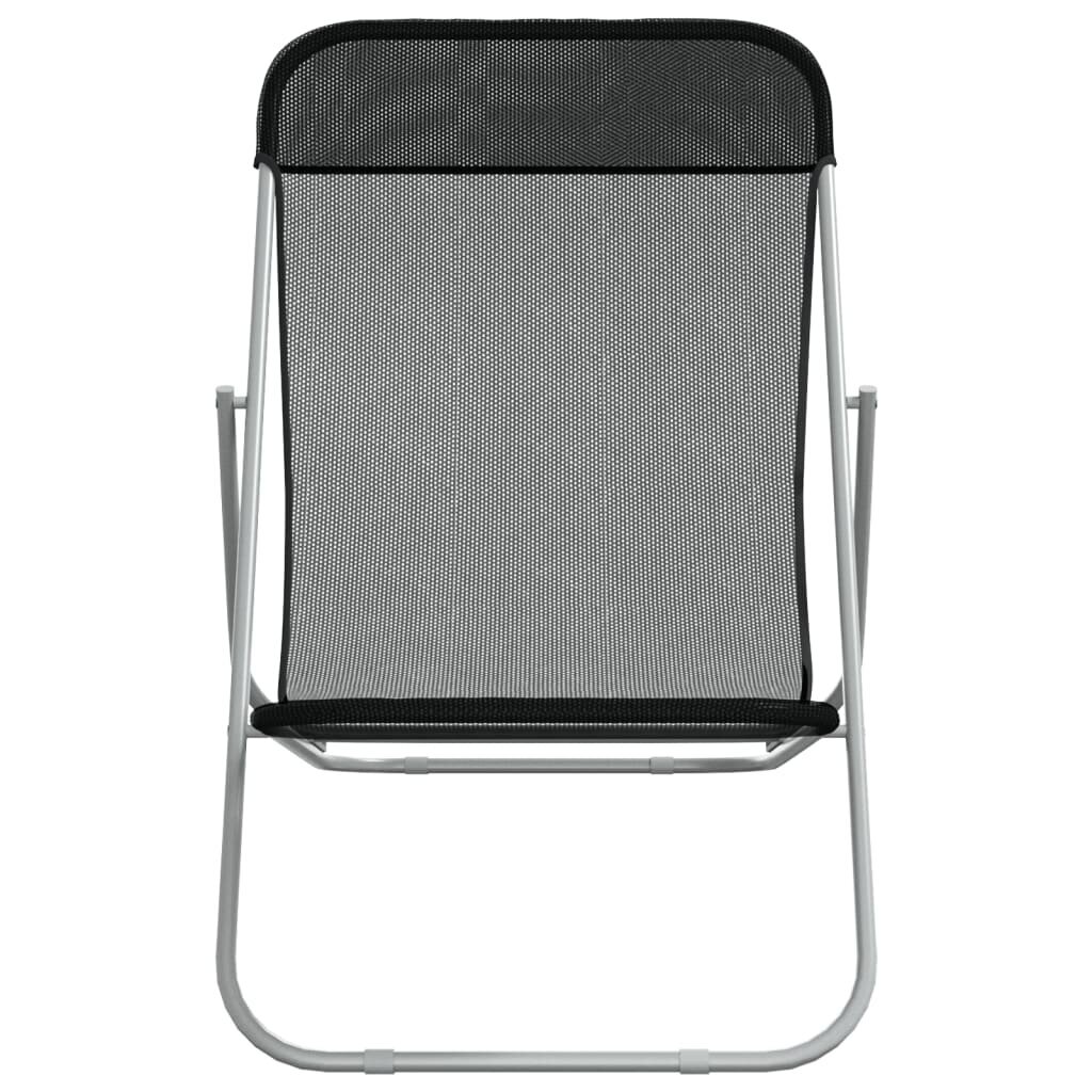 2-jų paplūdimio kėdžių komplektas vidaXL, juodas цена и информация | Gultai | pigu.lt