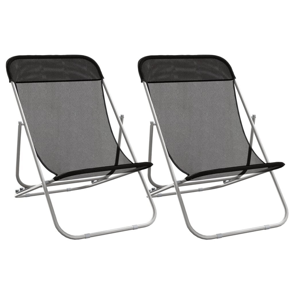 2-jų paplūdimio kėdžių komplektas vidaXL, juodas kaina ir informacija | Gultai | pigu.lt