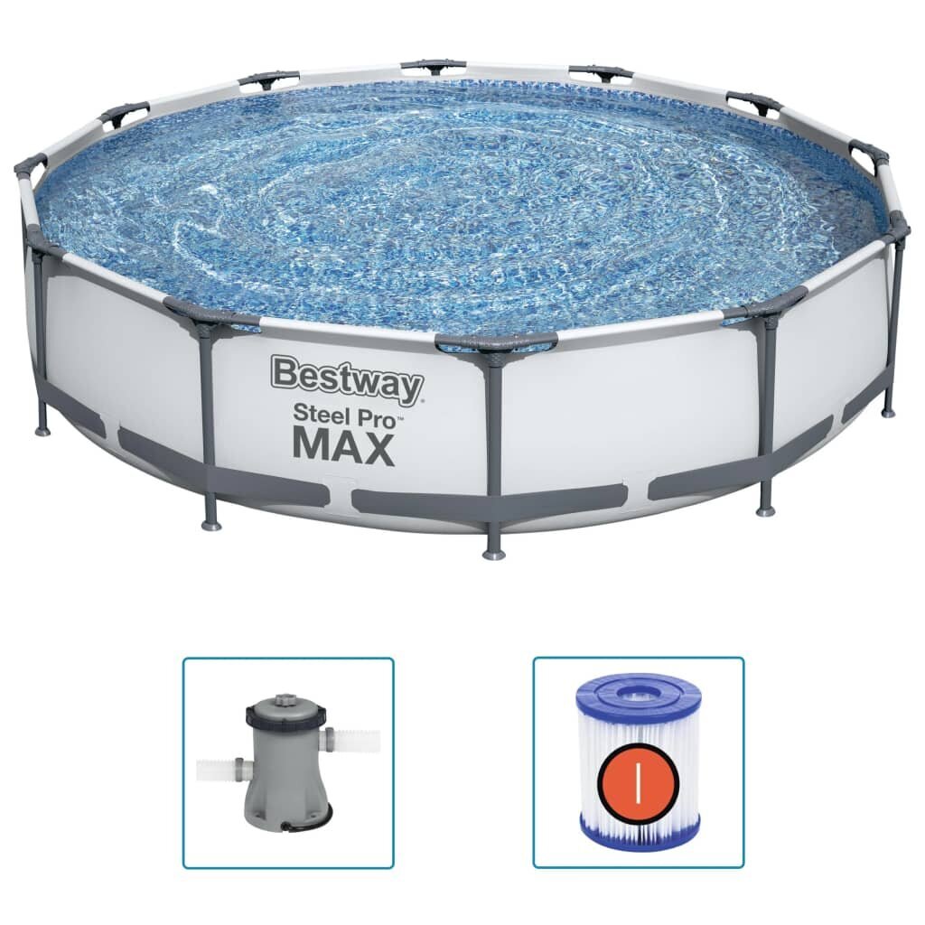 Baseino rinkinys Bestway Steel Pro MAX, 366x76cm, su filtru kaina ir informacija | Baseinai | pigu.lt