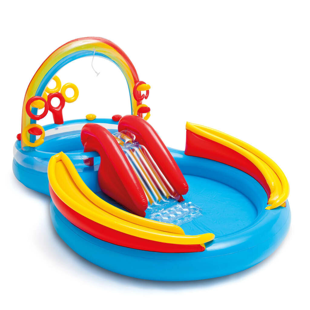 Pripučiamas baseinas Intex Rainbow Ring Play Center, 297x193x135cm, be filtro цена и информация | Baseinai | pigu.lt