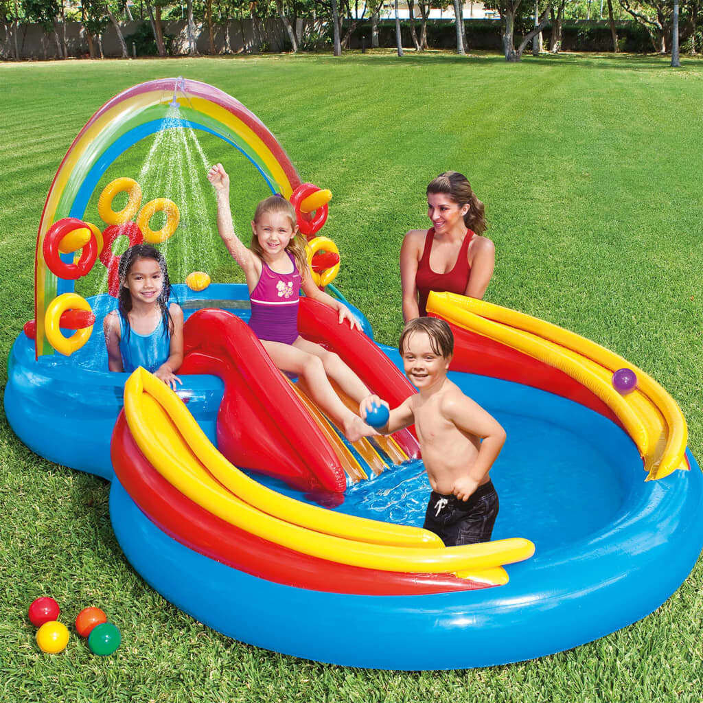 Pripučiamas baseinas Intex Rainbow Ring Play Center, 297x193x135cm, be filtro цена и информация | Baseinai | pigu.lt