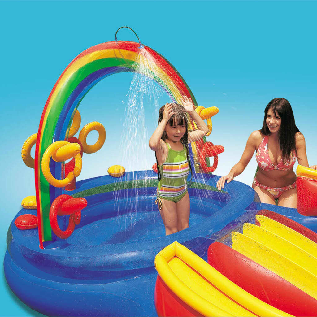 Pripučiamas baseinas Intex Rainbow Ring Play Center, 297x193x135cm, be filtro цена и информация | Baseinai | pigu.lt