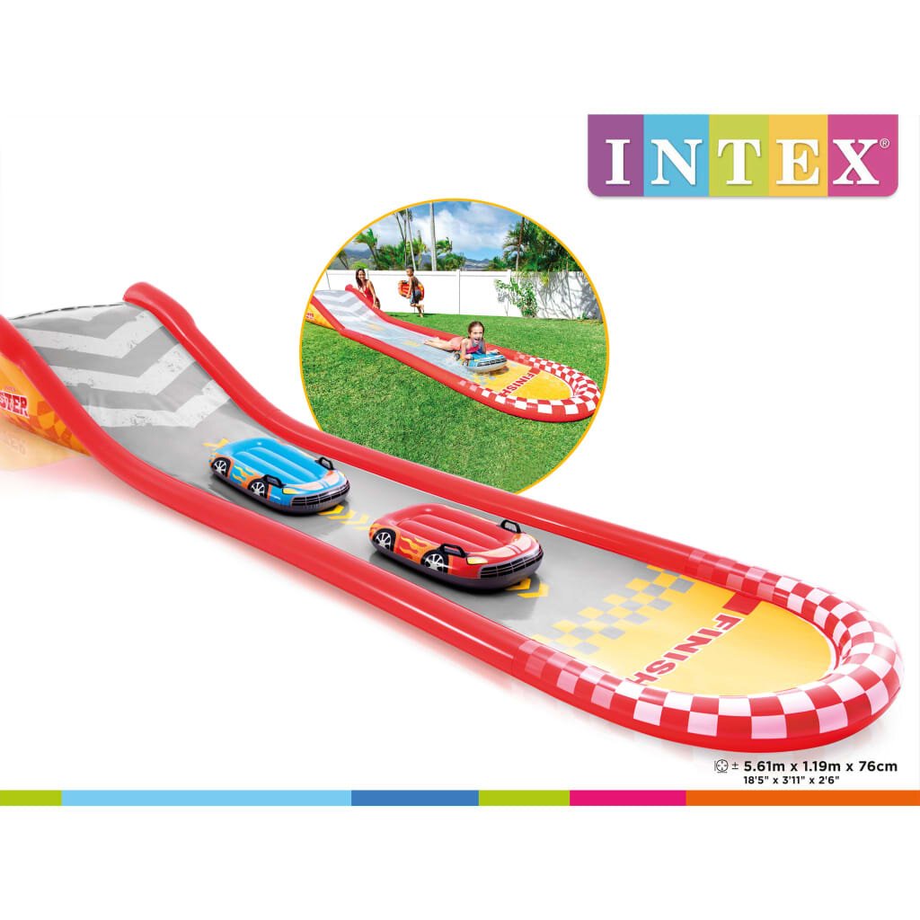 Vandens čiuožykla Intex Racing Fun Slide , 561x119x76cm, raudonas kaina ir informacija | Pripučiamos ir paplūdimio prekės | pigu.lt