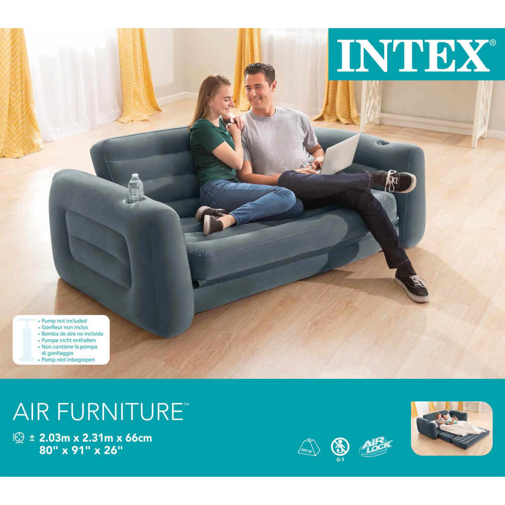 Pripučiama sofa Intex, pilka kaina ir informacija | Pripučiami čiužiniai ir baldai | pigu.lt