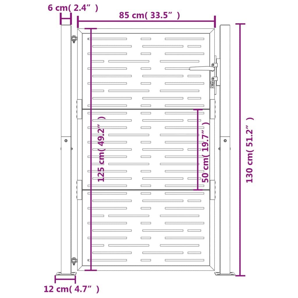 Sodo vartai vidaXL 105x130 cm цена и информация | Tvoros ir jų priedai | pigu.lt