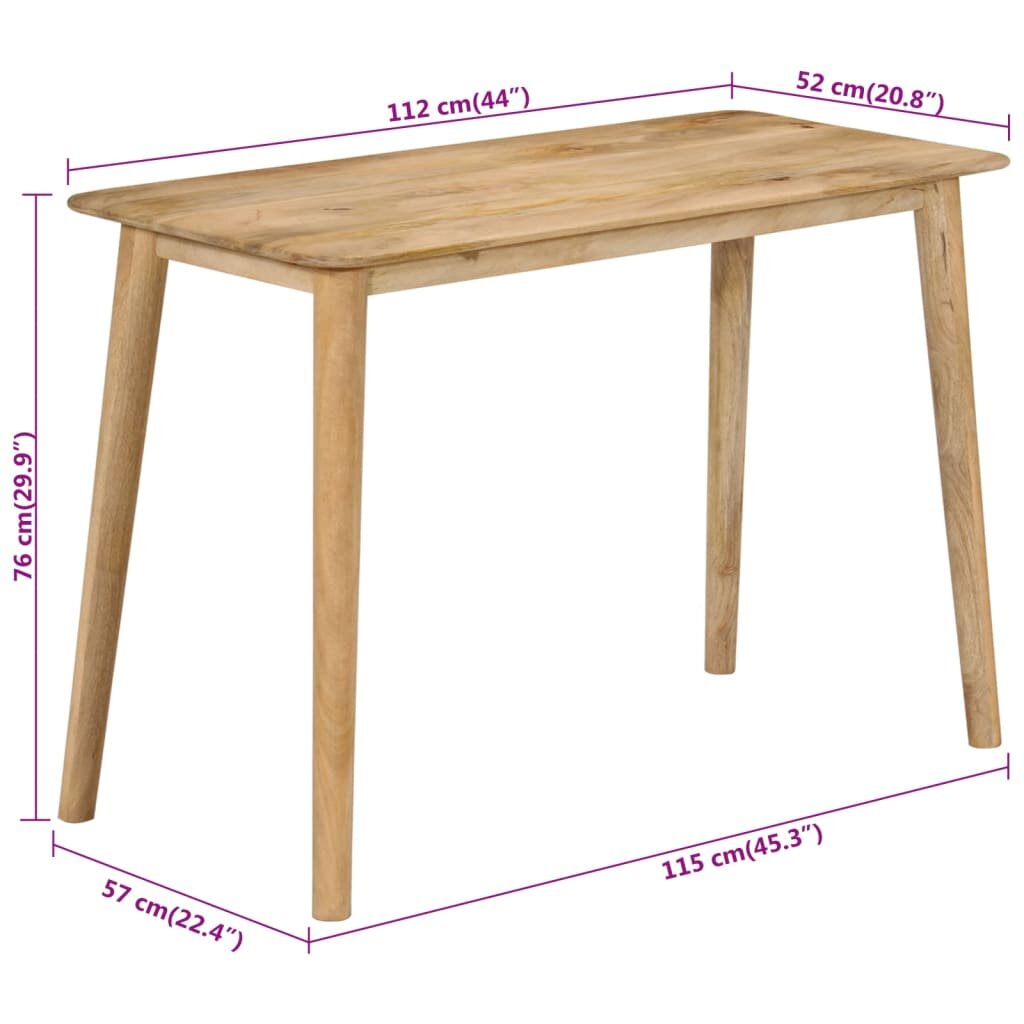 Valgomojo stalas vidaXL, 112x52x76cm, rudas kaina ir informacija | Virtuvės ir valgomojo stalai, staliukai | pigu.lt