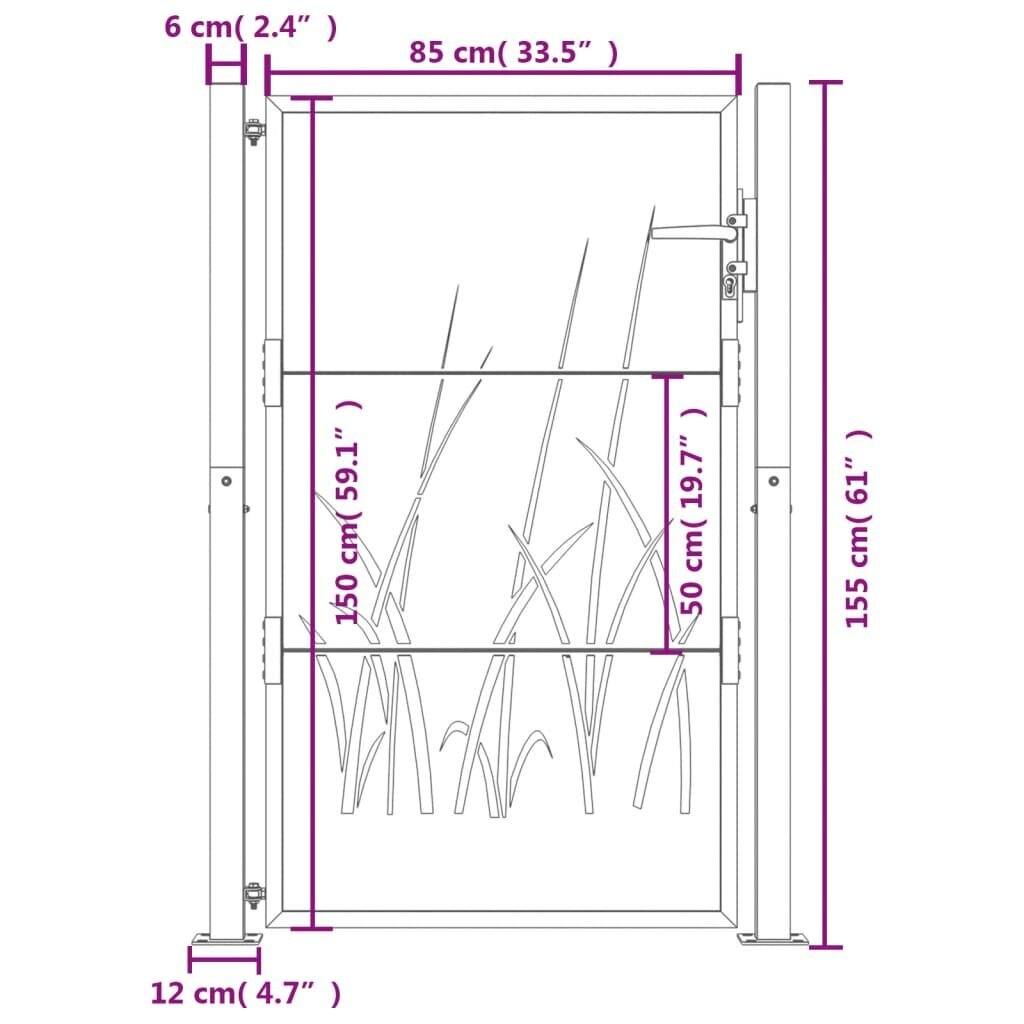 Sodo vartai vidaXL 105x155 cm kaina ir informacija | Tvoros ir jų priedai | pigu.lt