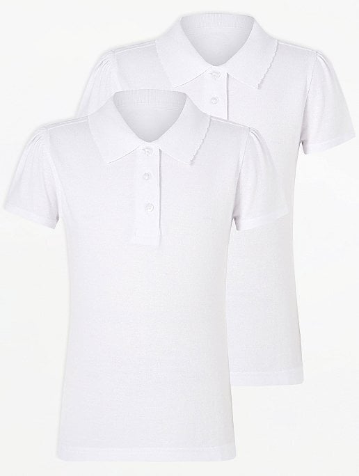 Polo marškinėliai mergaitėms School, balti, 2 vnt. kaina ir informacija | Marškinėliai mergaitėms | pigu.lt