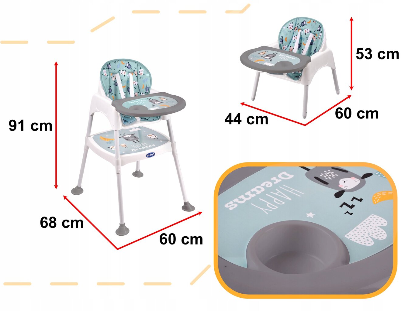 Kontext aukšta maitinimo kėdutė, blue/grey kaina ir informacija | Maitinimo kėdutės | pigu.lt