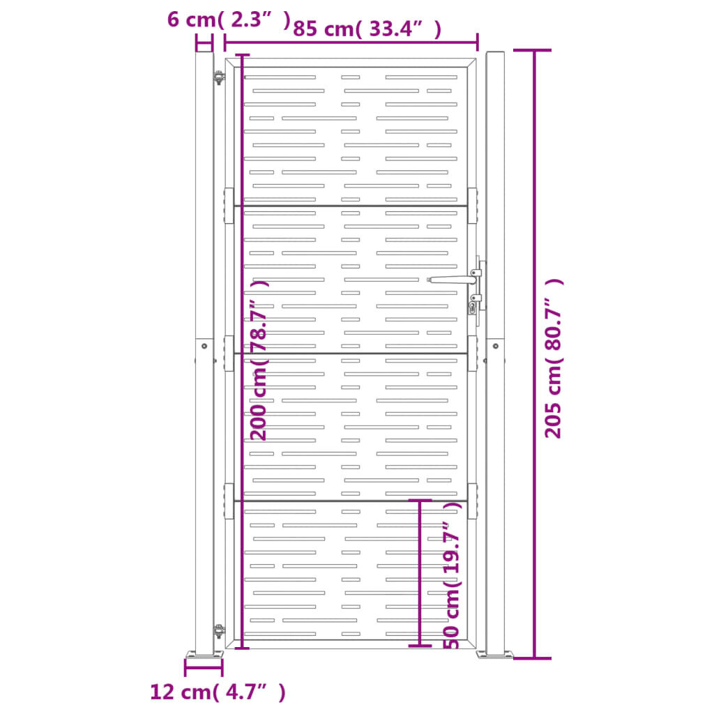 Sodo vartai vidaXL 105x205 cm kaina ir informacija | Tvoros ir jų priedai | pigu.lt