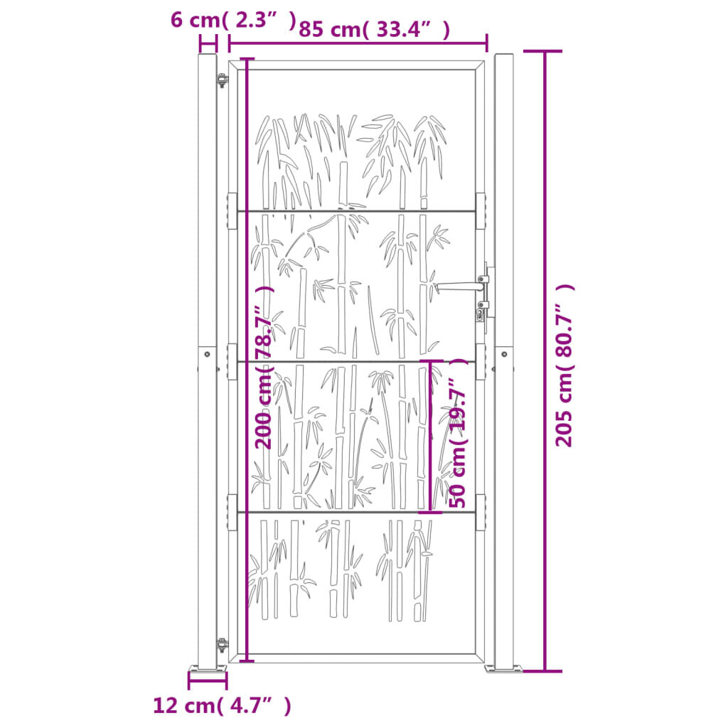 Sodo vartai vidaXL 105x205 cm kaina ir informacija | Tvoros ir jų priedai | pigu.lt