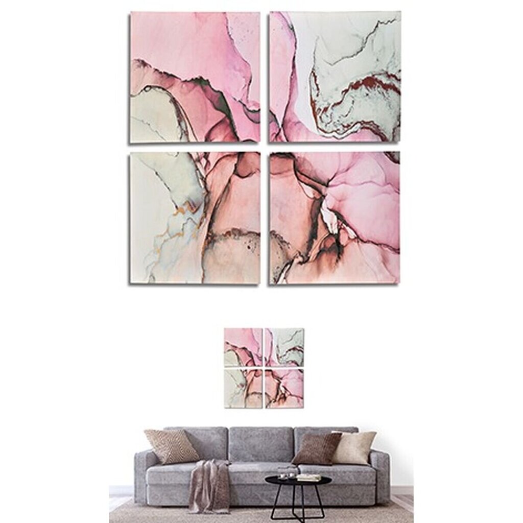 Keturių dalių paveikslas Rožinis marmuras, 6 vnt kaina ir informacija | Reprodukcijos, paveikslai | pigu.lt