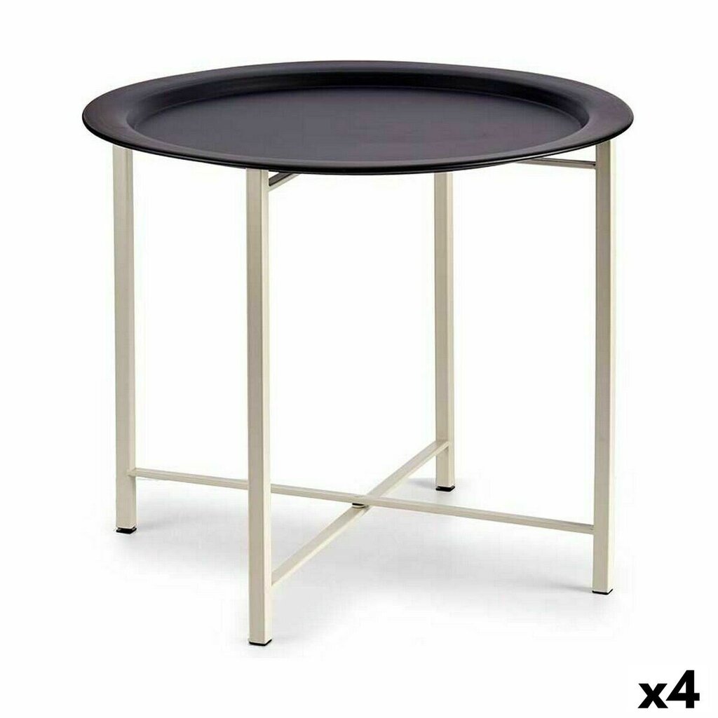 4-ių dalių šoninių staliukų komplektas Gift Decor, baltas/juodas kaina ir informacija | Kavos staliukai | pigu.lt