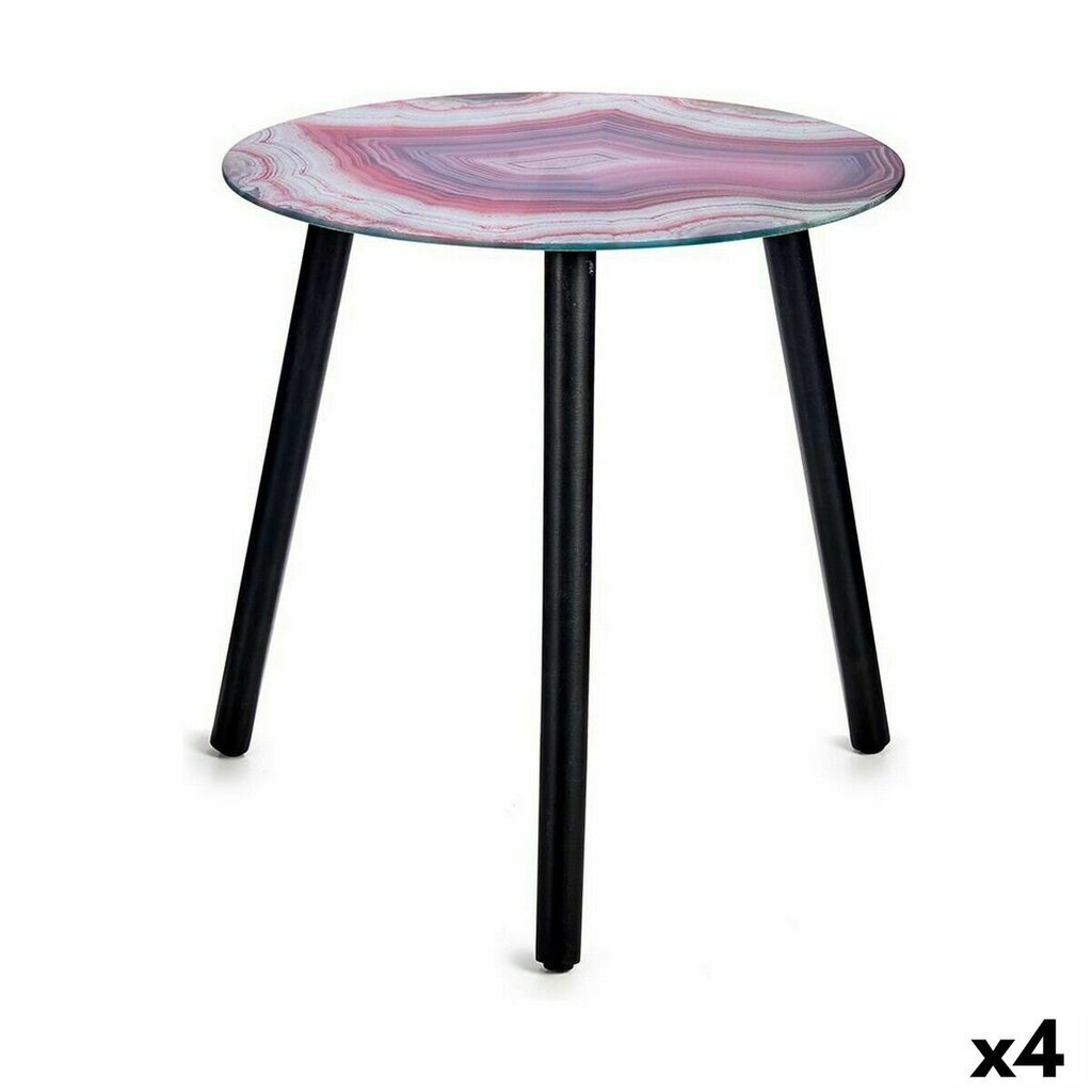 4-ių dalių šoninių staliukų komplektas Gift Decor, juodas/rožinis kaina ir informacija | Kavos staliukai | pigu.lt