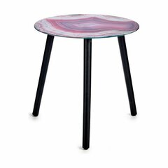 4-ių dalių šoninių staliukų komplektas Gift Decor, juodas/rožinis kaina ir informacija | Kavos staliukai | pigu.lt