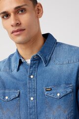 Джинсовая рубашка WRANGLER 112341913-XL, синяя цена и информация | Рубашка мужская | pigu.lt
