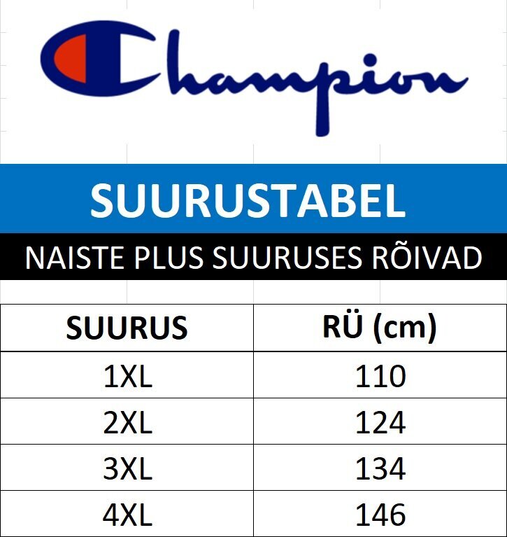 Marškinėliai moterims Champion 115216-BS151-3X, mėlyni kaina ir informacija | Marškinėliai moterims | pigu.lt