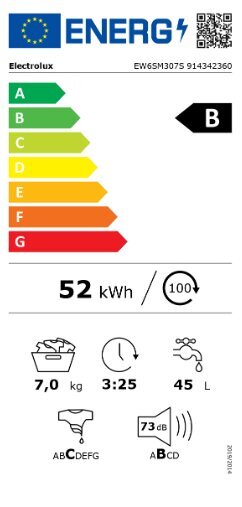 Electrolux EW6SM307S kaina ir informacija | Skalbimo mašinos | pigu.lt