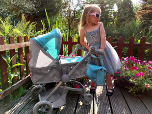 Daugiafunkcinis lėlių vežimėlis 4in1, pilkas kaina ir informacija | Žaislai mergaitėms | pigu.lt