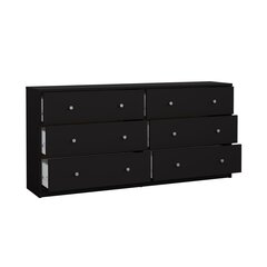 May Double dresser 6 drawers Black Black цена и информация | Комоды | pigu.lt