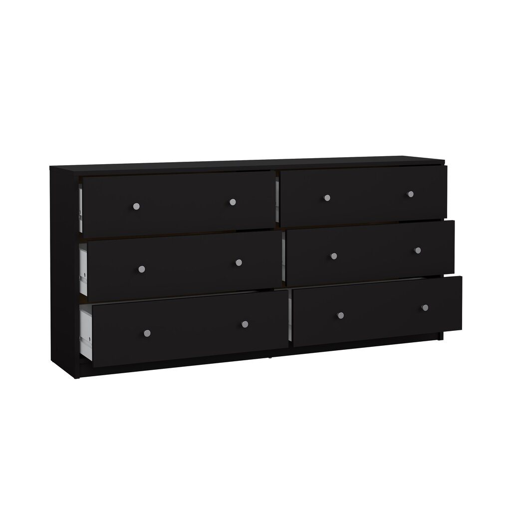 May Double dresser 6 drawers Black Black цена и информация | Komodos | pigu.lt