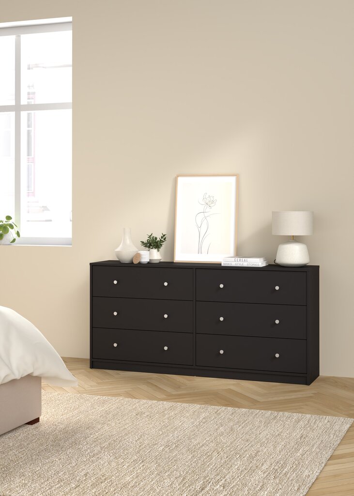 May Double dresser 6 drawers Black Black цена и информация | Komodos | pigu.lt