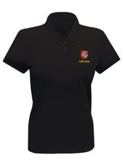 Marškinėliai moterims su antsiuvu Vytis ir užrašu Lietuva, juodi kaina ir informacija | Lietuviška sirgalių atributika | pigu.lt