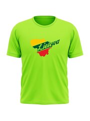 Marškinėliai vaikams su užrašu Lietuva ir Lietuvos kontūru, žali kaina ir informacija | Lietuviška sirgalių atributika | pigu.lt