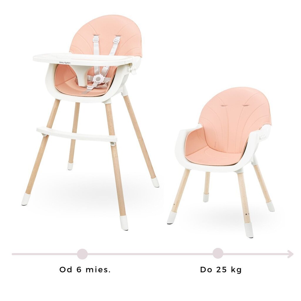 Maitinimo kėdutė Amelia 3in1 Moby-System, pink kaina ir informacija | Maitinimo kėdutės | pigu.lt