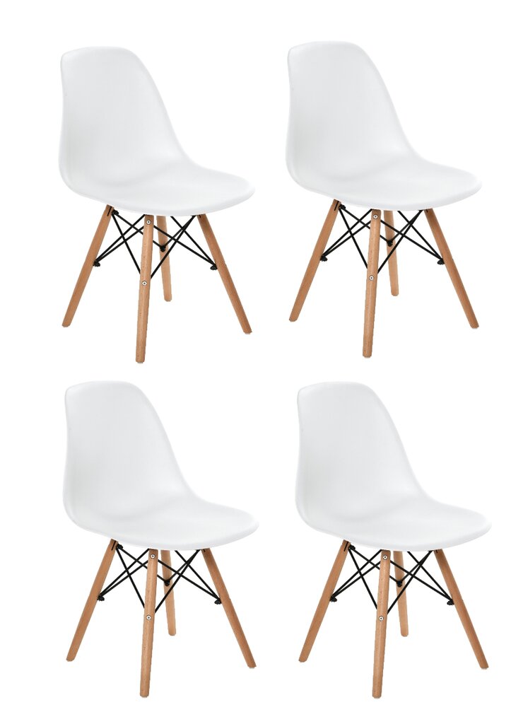 4-ių kėdžių komplektas Vigo, baltas/rudas kaina ir informacija | Virtuvės ir valgomojo kėdės | pigu.lt