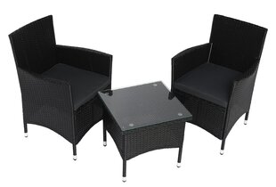 3-ių dalių lauko baldų komplektas Corfu, juodas kaina ir informacija | Lauko baldų komplektai | pigu.lt