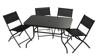 Столовый комплект, из 5 частей, черный цена и информация | Комплекты уличной мебели | pigu.lt