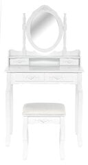 Kosmetinis staliukas su taburete Lara II, baltas kaina ir informacija | Kosmetiniai staliukai | pigu.lt