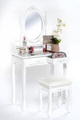 Kosmetinis staliukas su taburete Lara II, baltas kaina ir informacija | Kosmetiniai staliukai | pigu.lt