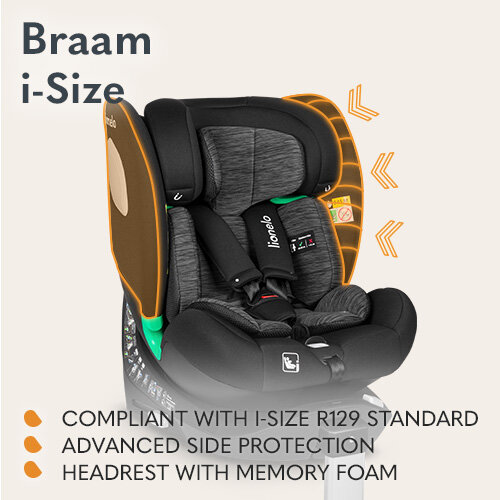 Automobilinė kėdutė Lionelo Braam i-Size, 0-36 kg, Carbon Black цена и информация | Autokėdutės | pigu.lt