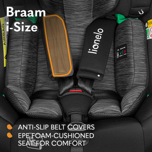 Automobilinė kėdutė Lionelo Braam I-Size, 0-36 kg, Carbon Black kaina ir informacija | Autokėdutės | pigu.lt