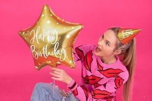 Balionas auksinė žvaigždė Happy Birthday kaina ir informacija | Balionai | pigu.lt