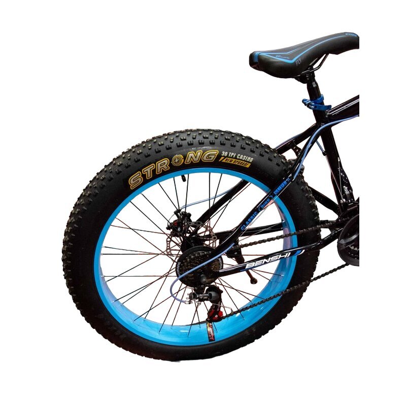 Kalnų dviratis Benshi Fatbike, 26", juodas/mėlynas kaina ir informacija | Dviračiai | pigu.lt